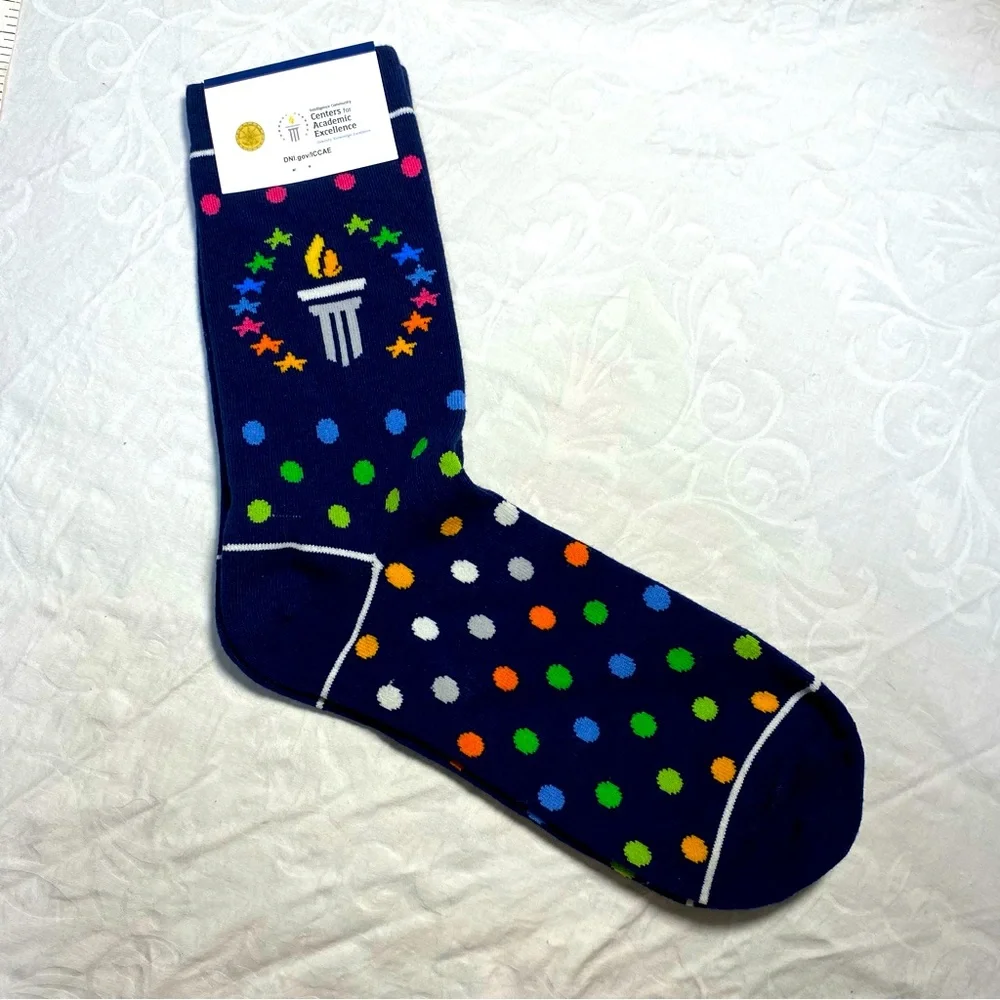 Centers for Academic Excellence DNI Community Government Polka Dot Socks Quirky